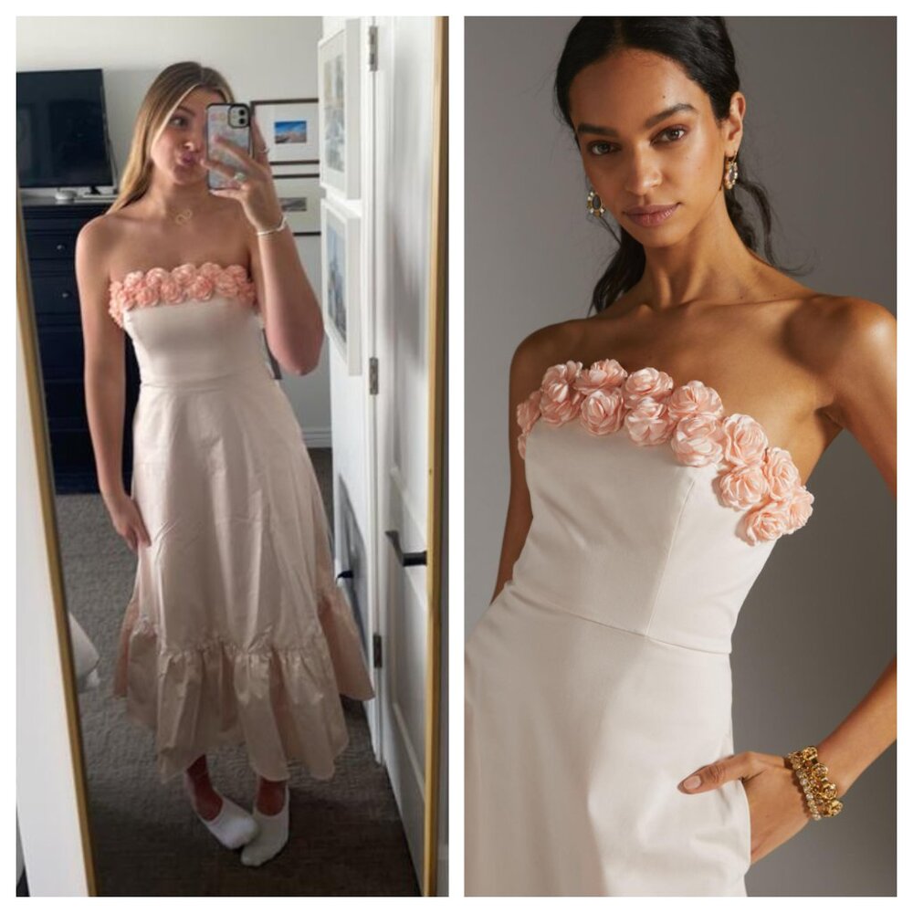 NWT Anthropologie Hutch Floral Hem Rosette Applique Maxi Dress 10 - Picture 8 of 8